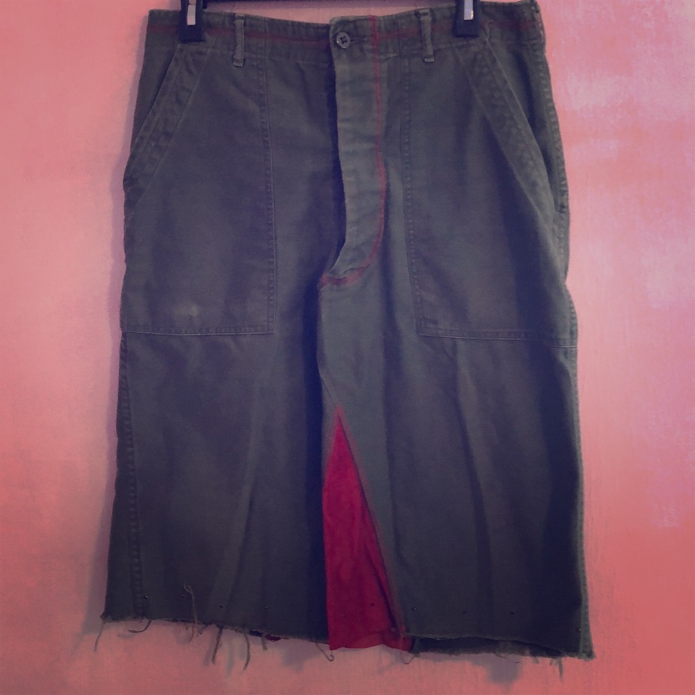 Army green, hippie skirt.